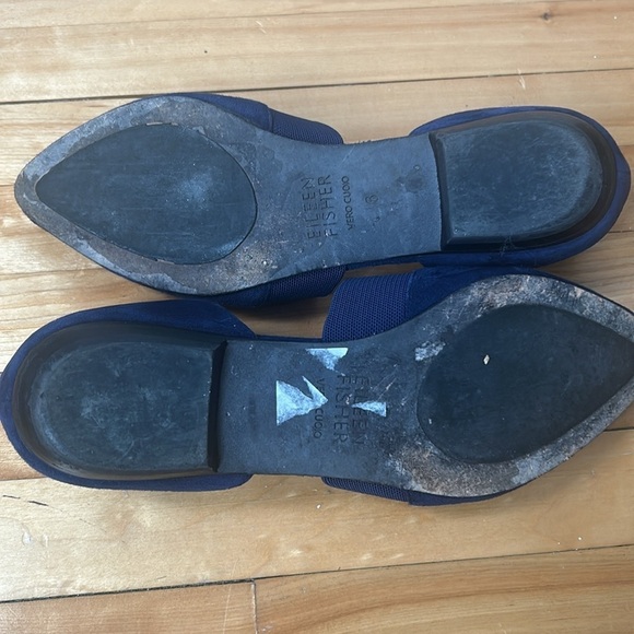 Eileen  Fisher blue Flute Suede Flats size 6 mules slip-on - Picture 4 of 8